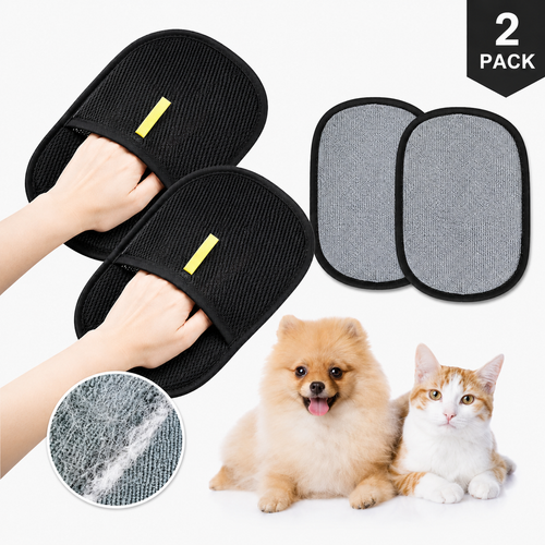 2-Pack Reusable Pet Hair Remover Mitt